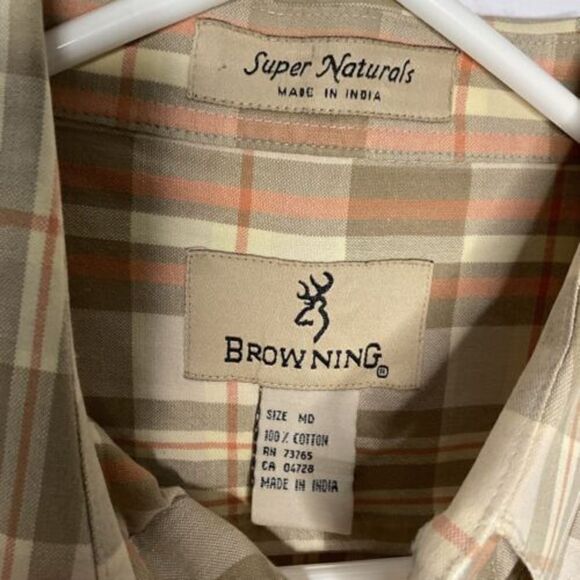 Vtg Browning Shooting Shirt Mens M Medium Green Button Down Short Sleeve Hunting - Picture 4 of 9